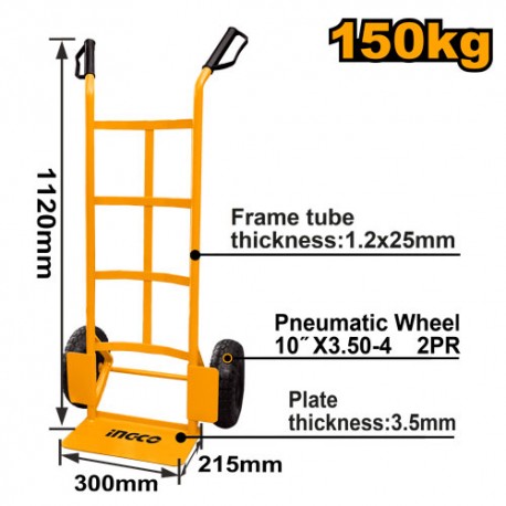 CARRELLO 2 RUOTE PNEUMATICHE 150KG
